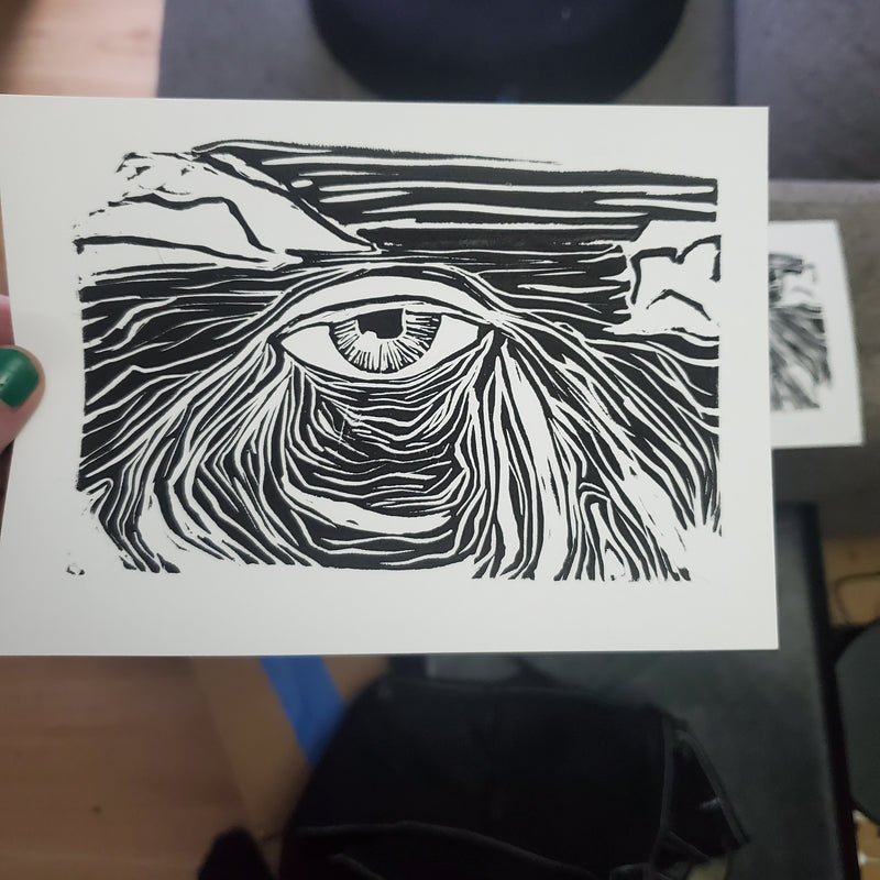 Window to the Soul of the Universe - Linoleum Block Print
