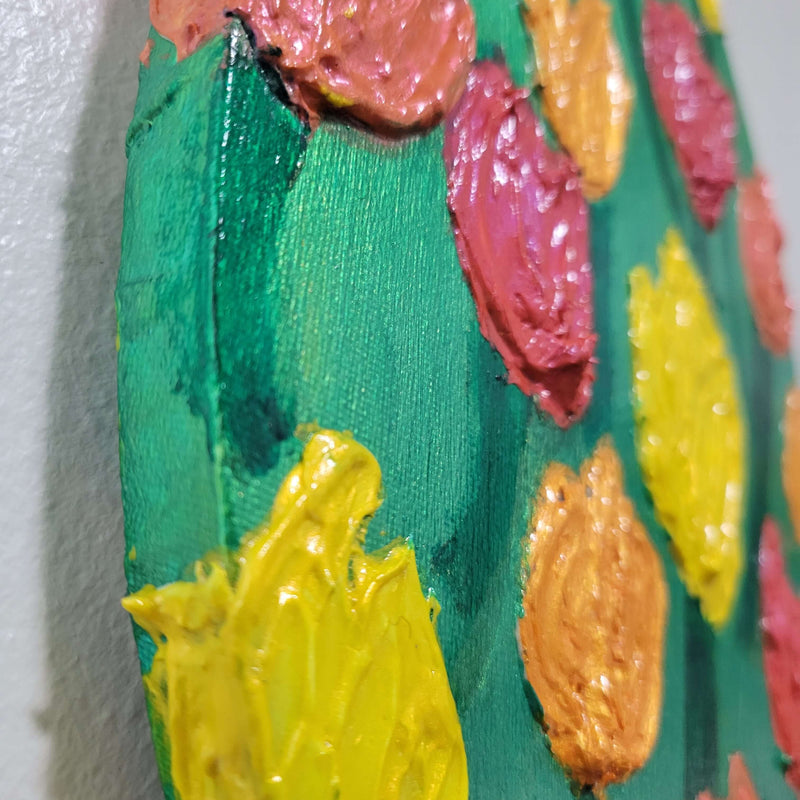 Summer Sunset Tulips - Textured Impasto Painting