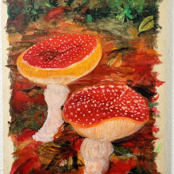 Amanita muscaria - Original Watercolor on Birch