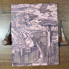 *PREORDER* Kaiju Dragon in Seattle - Hand Printed - JERZEES T-Shirt (Adult S, M, L, XL, XXL, XXXL)