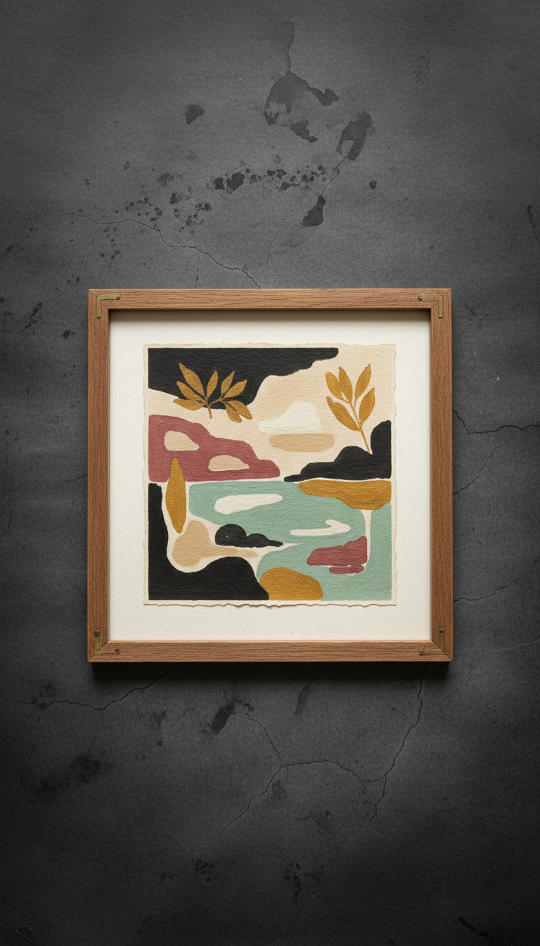 Framed Original Mixed Media With Gold Leaf