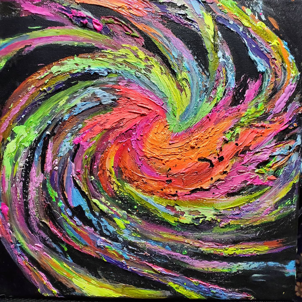 Galaxy Burst- UV Reactive/Glow-in-the-dark Textured Impasto Painting