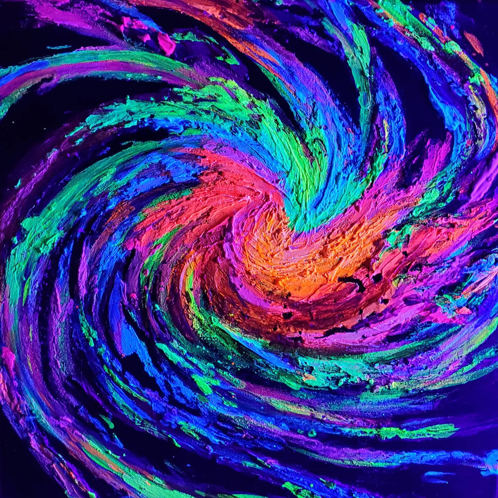 Galaxy Burst- UV Reactive/Glow-in-the-dark Textured Impasto Painting