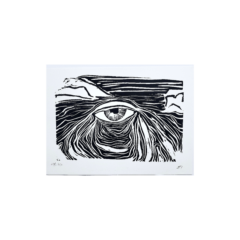 Window to the Soul of the Universe - Linoleum Block Print