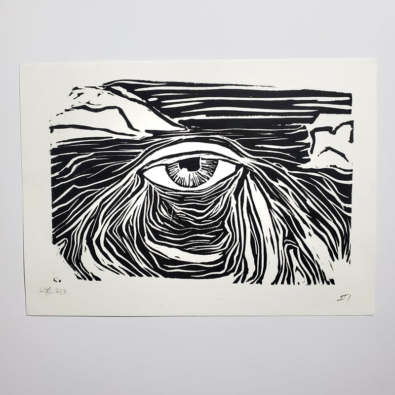 Window to the Soul of the Universe - Linoleum Block Print