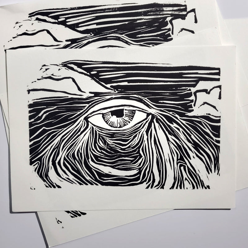 Window to the Soul of the Universe - Linoleum Block Print