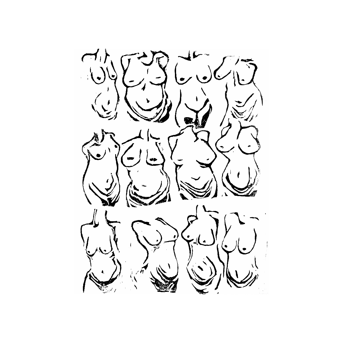 Beautiful Bodies - Linoleum Block Print