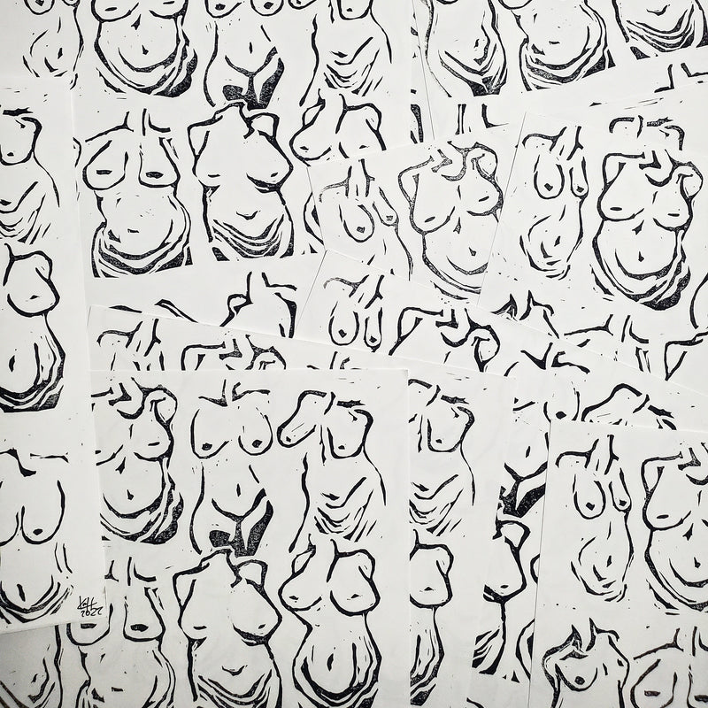 Beautiful Bodies - Linoleum Block Print
