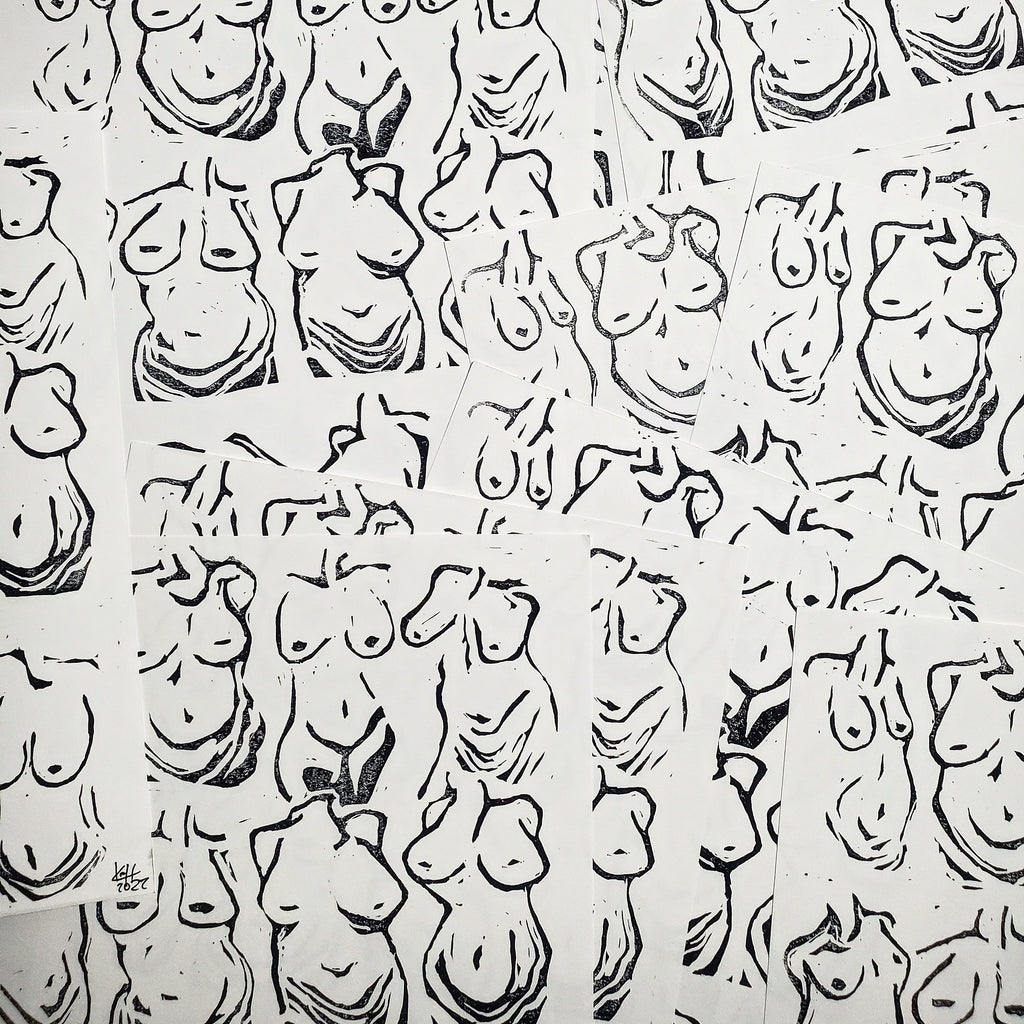 Beautiful Bodies - Linoleum Block Print
