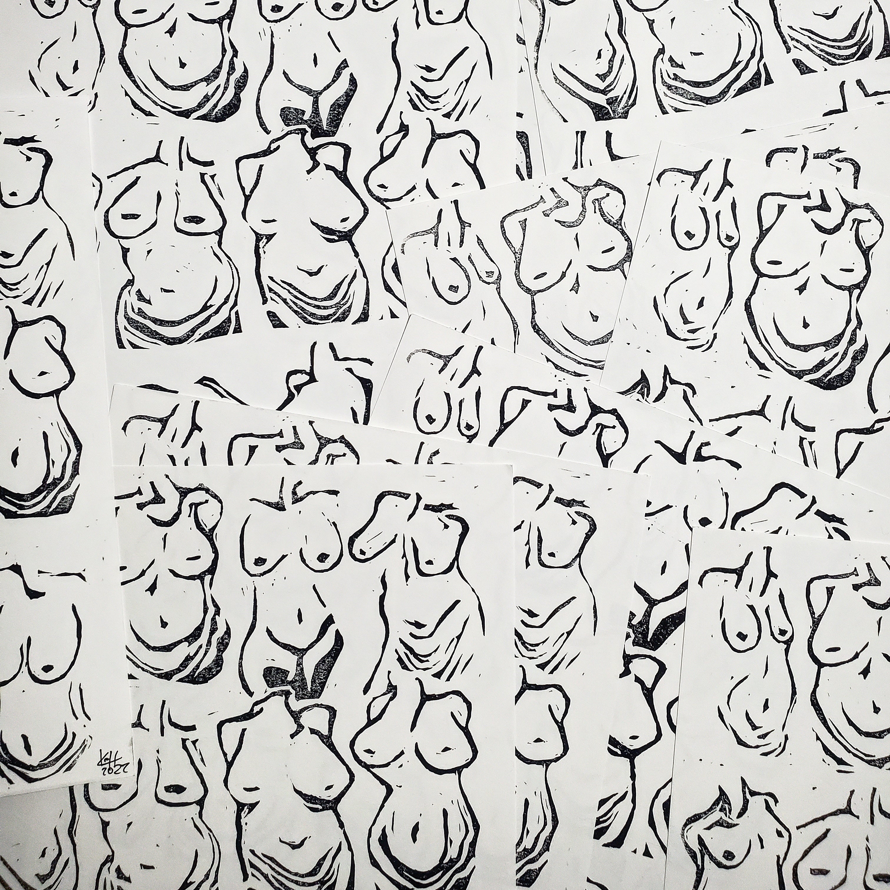 Beautiful Bodies - Linoleum Block Print