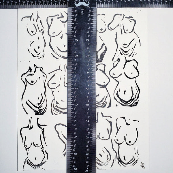 Beautiful Bodies - Linoleum Block Print