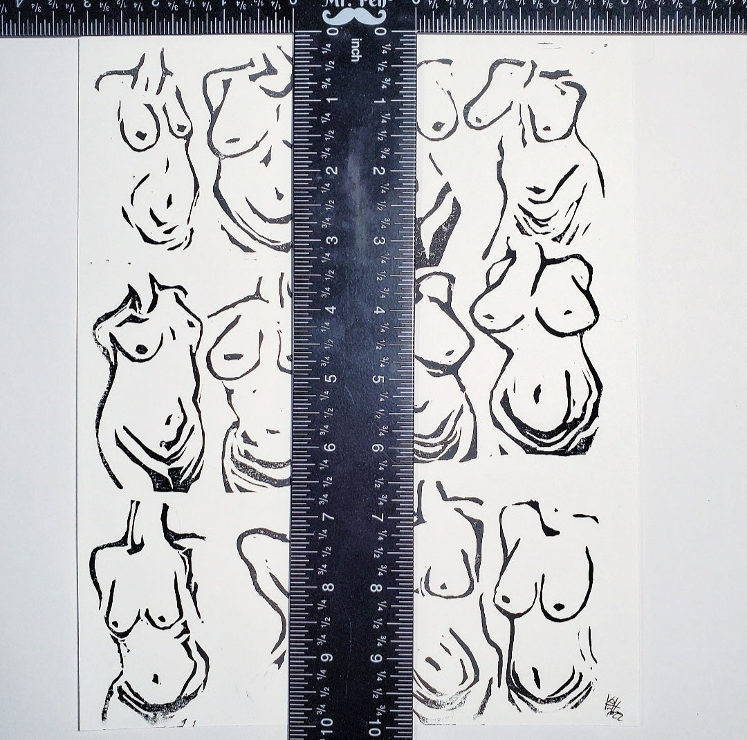 Beautiful Bodies - Linoleum Block Print