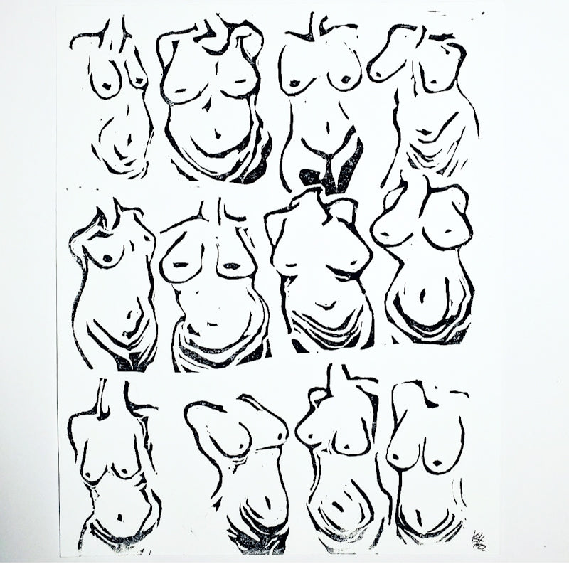 Beautiful Bodies - Linoleum Block Print