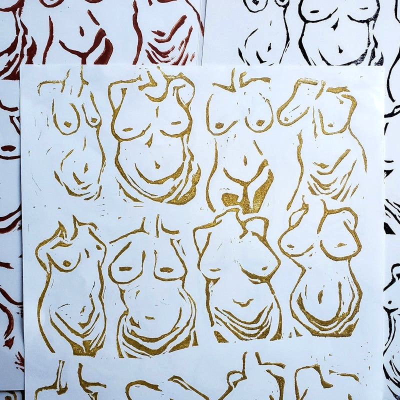 Beautiful Bodies - Linoleum Block Print