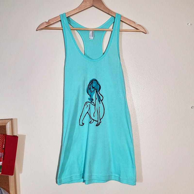 Sweet Disposition- Hand Printed Racerback Tank