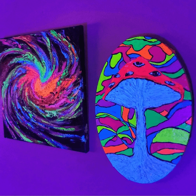 PsEYEchedelic Mushroom - UV Reactive/Glow-in-the-dark Textured Impasto Painting