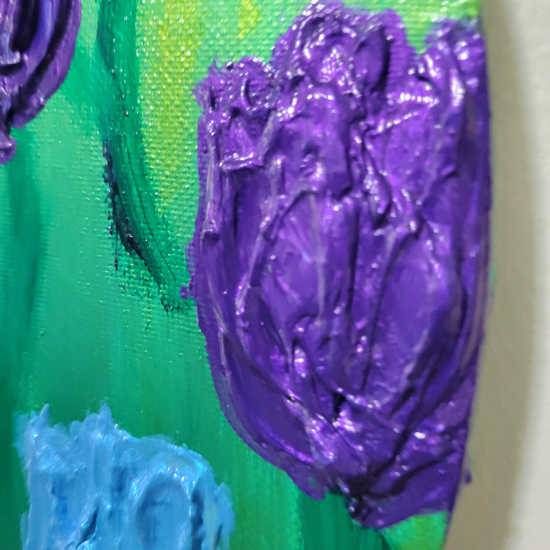 Winter Nebula Tulips - Textured Impasto Painting