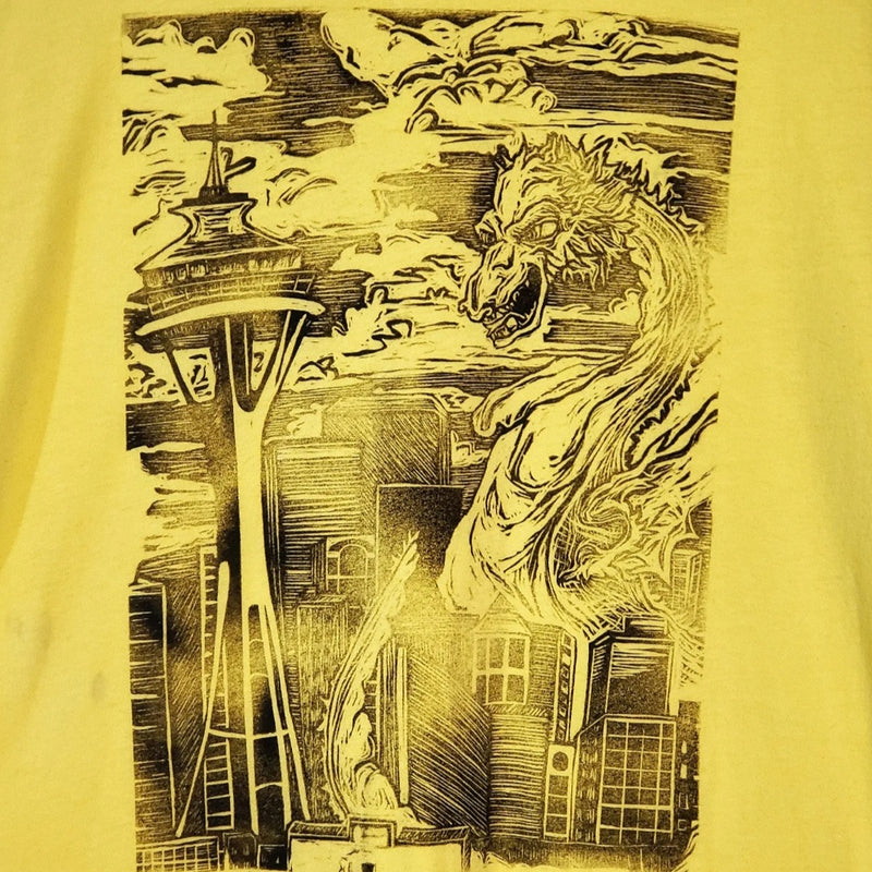 Kaiju Dragon in Seattle - Hand Printed - American Apparel T-Shirt (Adult Small)